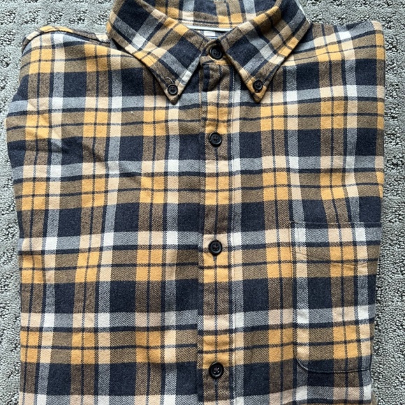 Men’s Land’s End Flannel Shirt in grey and yellow - Picture 4 of 9